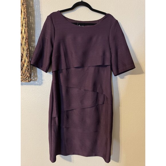 Connected Dress 14 Burgundy Wine Sheath Wedding Party Cruise Event Washable New - Picture 13 of 14